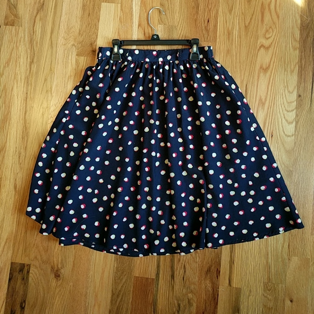 Navy Polka Dot Skirt